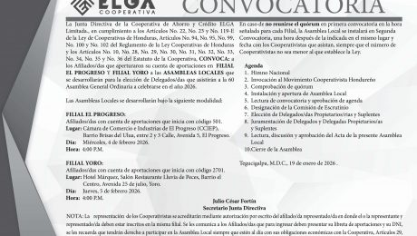 Convocatoria El Progreso y Yoro