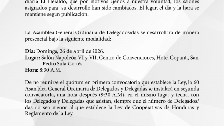 Convocatoria General cambio de salones